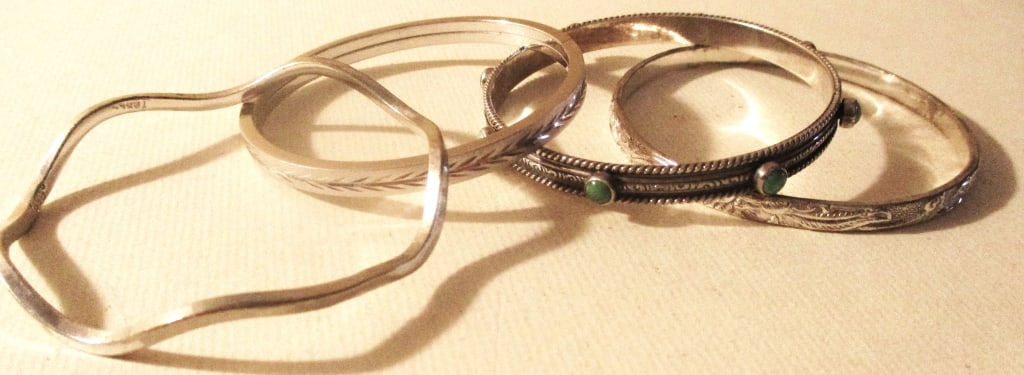 Four Sterling Bangle Bracelets (1 of 2)