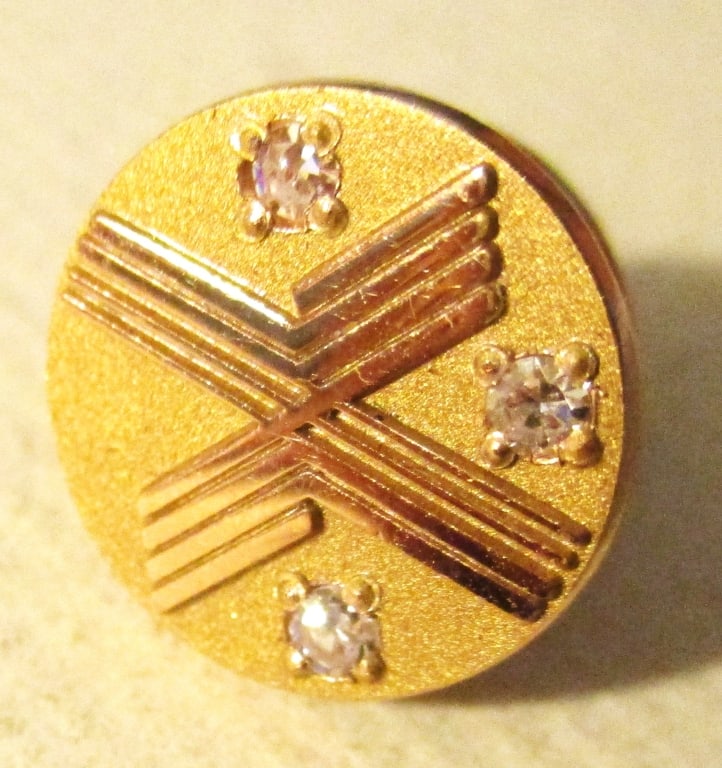 Man's14K Gold Tie Pin Set With Diamonds (1 of 2)
