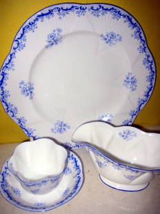 Shelley Dinnerware Service for 8: Shelley dinnerware service in the heavenly blue pattern in very good condition. Has some extras including vegetable bowl, sugar and creamer, gravy, platter, etc.