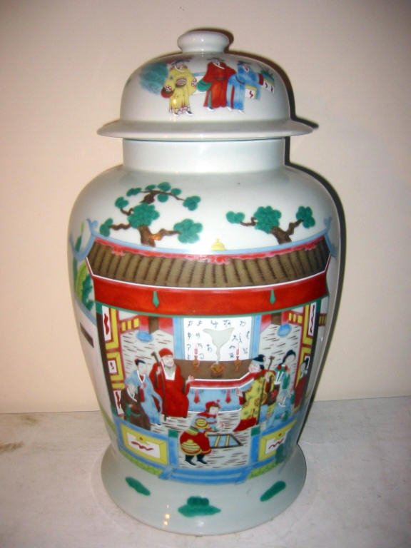 Large Chinese Covered Temple Jar