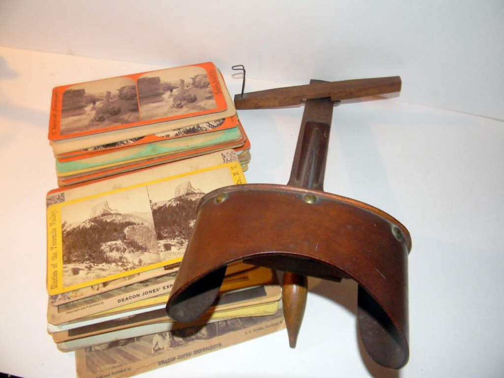 Sterioptic Viewer and Approx. 50 View Cards: Sterioptic viewer and approx. 50 or more view cards. Cards and viewer are in good condition, one clip is missing that holds card in place, easy fix.