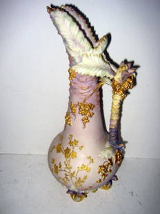 Beautiful English Porcelain Ewer: Beautiful unsigned porcelain, shows the quality and design of Royal Worcester but not signed. In very good condition. 12 1/2" tall