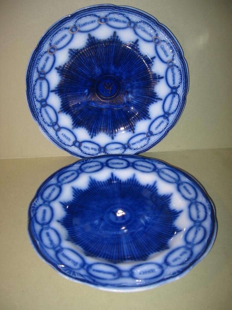 Two Flow Blue State Plates (1 of 1)