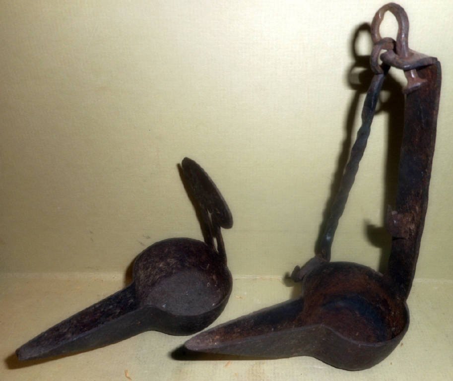 Two Early Iron Fat/Oil Lamps (1 of 1)