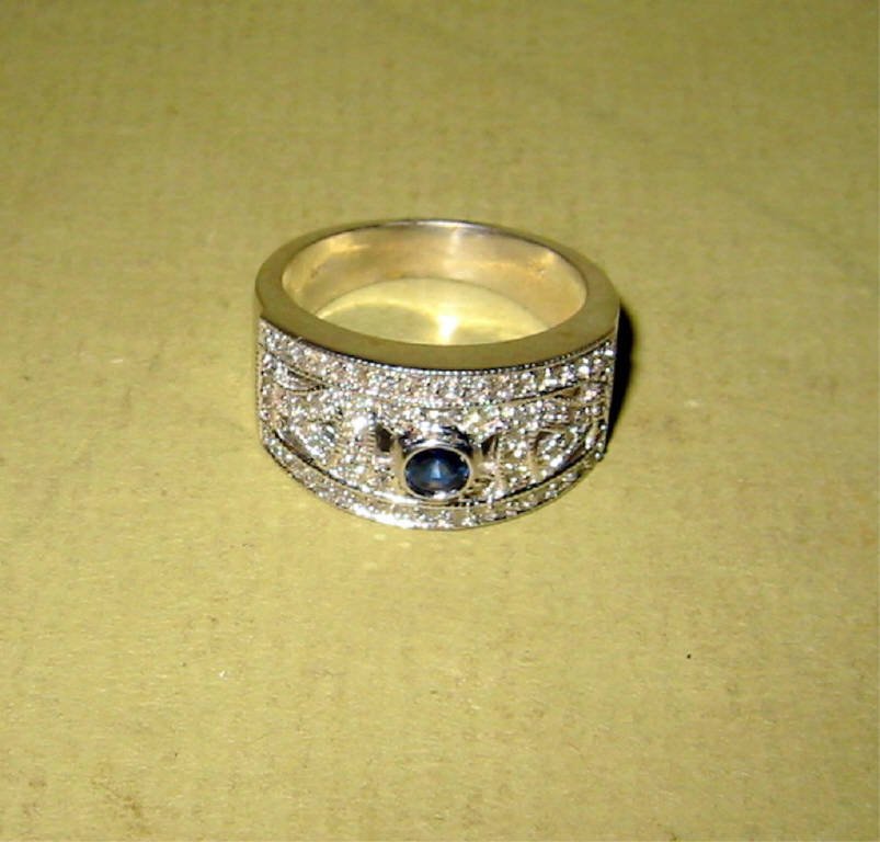 14k White gold pave and milgrain ring set with a 0.15 (1 of 1)