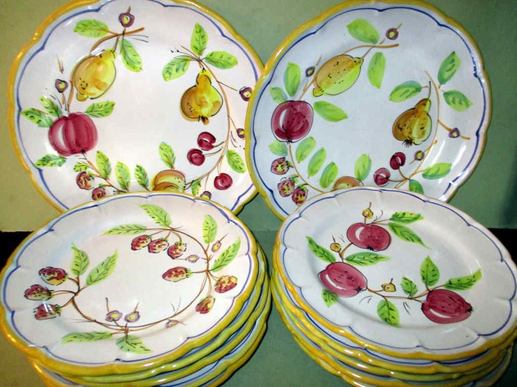 Set of 10 Italian Faience Plates w/ Serving Plates (1 of 1)