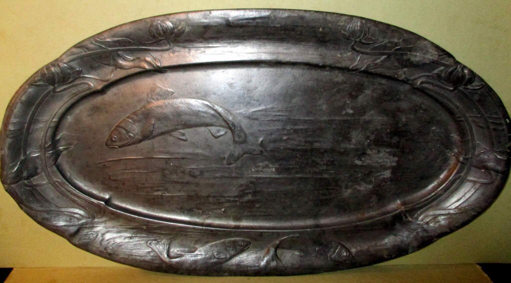 Large Pewter Art Nouveau Fish Platter (1 of 1)