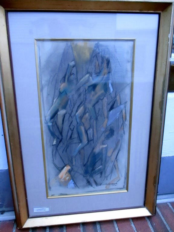 Modernist Pastel Drawing by Arnold Hoffmann: Modernist pastel drawing by Arnold Hoffmann, signed and dated 1956. Framed nicely, measures 31 1/2" tall x 21 1/2" wide and is in good condition.