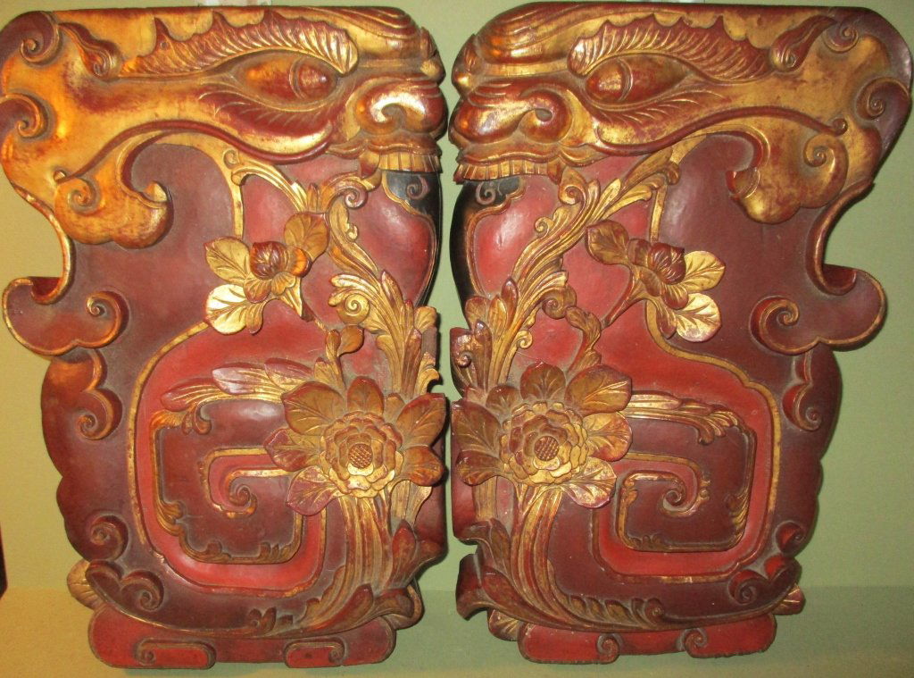 Two Large Carved Wood Wall Plaques (1 of 1)