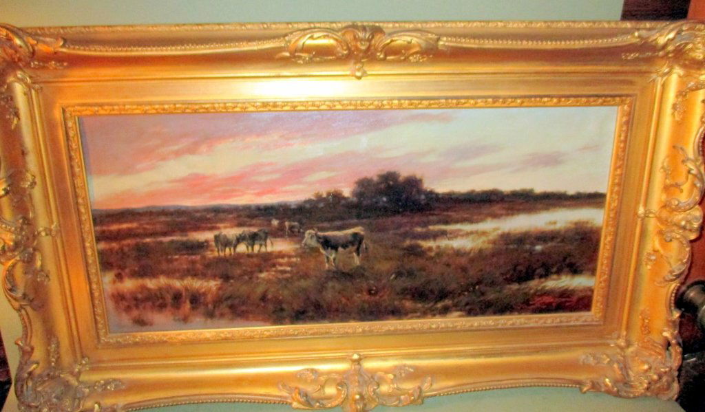 Artist Signed Oil on Canvas of Cows (1 of 1)
