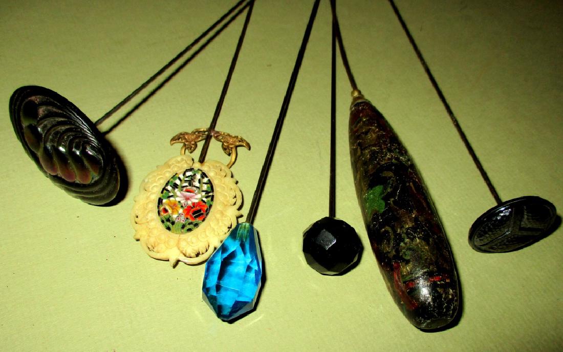 Lot of Six Lady's Victorian Hat Pins (1 of 1)