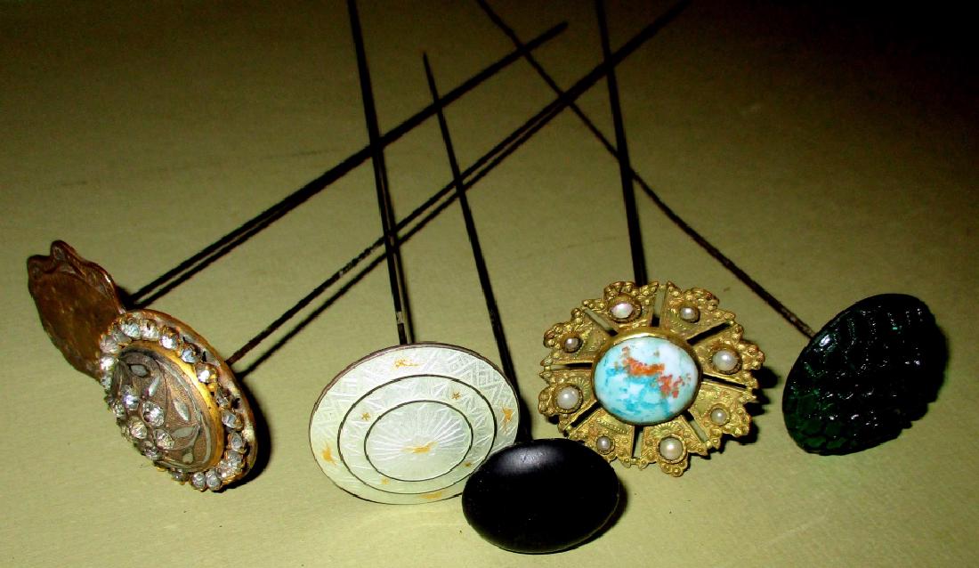 Lot of Six Victorian Lady's Hat Pins (1 of 1)