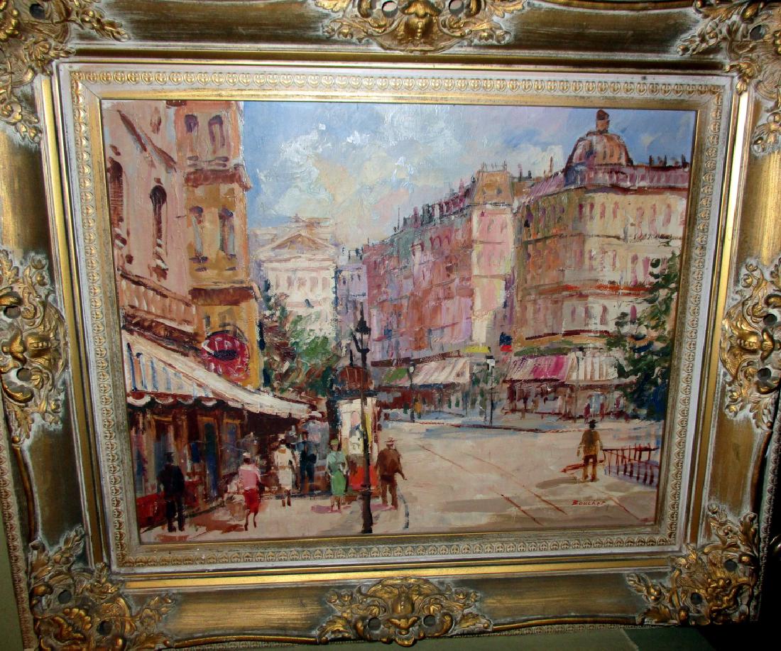 French Street Scene Painting Signed Bouchet (1 of 2)