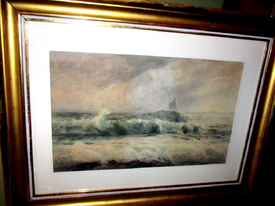 Framed Watercolor Seascape Signed C. Biesel (1 of 2)