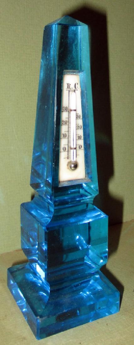 French Blue Glass Obelisk Thermometer (1 of 1)