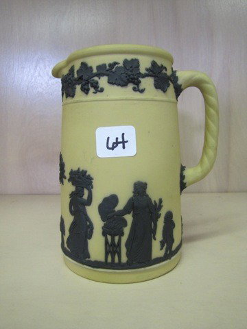 Wedgewood 6" Black jasperware pitcher: Wedgewood 6" Black jasperware pitcher