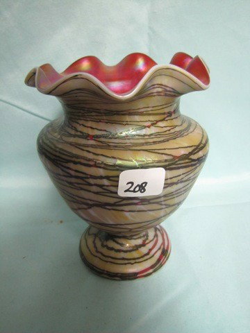 Rindskopf 9" ruffled top vase. Super color!! Signe: Rindskopf 9" ruffled top vase. Super color!! Signed CZech Signed CZech