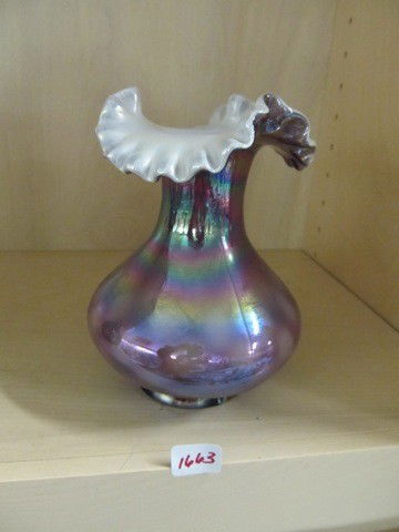 Fenton Plum 7" lattice overlay vase: Fenton Plum 7" lattice overlay vase