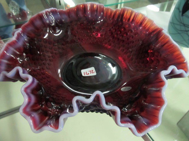 Fenton Plum opal 11" ruffled bowl. RARE: Fenton Plum opal 11" ruffled bowl. RARE
