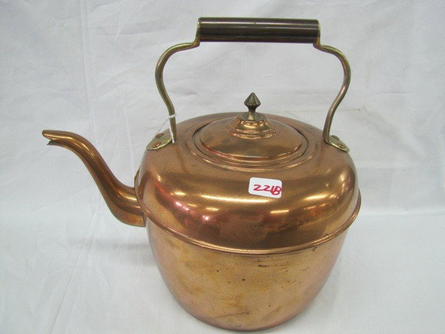 11" Brass Tea Kettle C. 1910: 11" Brass Tea Kettle C. 1910