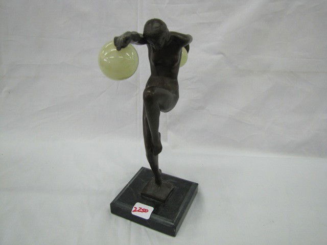 Denis Art Deco Lady w/ alabaster balls 10": Denis Art Deco Lady w/ alabaster balls 10"