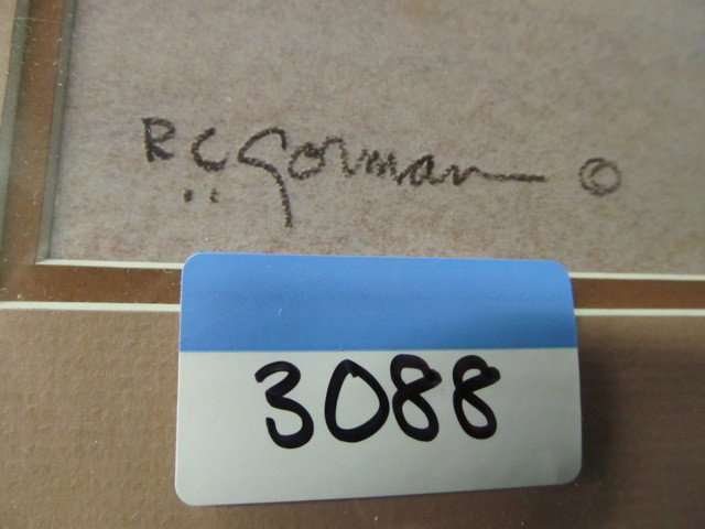 RC Gorman signed print of Indian lady. Frame 26 x: RC Gorman signed print of Indian lady. Frame 26 x 23.