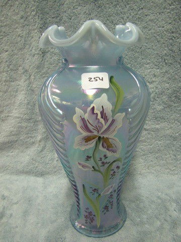 Fenton 11" HP Feathers vase-Watson Nicely Done!: Fenton 11" HP Feathers vase-Watson Nicely Done!