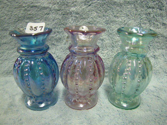 3-Fenton 4" melon rib vases: 3-Fenton 4" melon rib vases