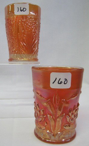 Fenton mari Waterlily & Bouquet tumblers: Fenton mari Waterlily & Bouquet tumblers