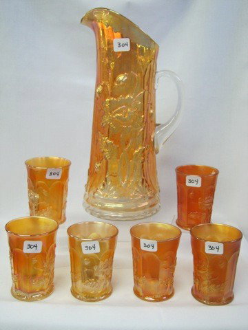 Nwood mari 7pc Oriental Poppy water set Scarce: Nwood mari 7pc Oriental Poppy water set Scarce