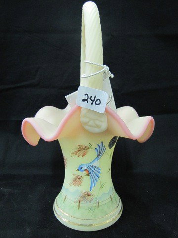 Fenton 9" burmese HP basket-Fenton family: Fenton 9" burmese HP basket-Fenton family