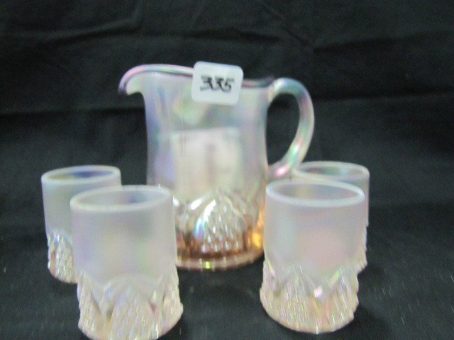 Fenton pink satin 4 1/2" mini water set: Fenton pink satin 4 1/2" mini water set