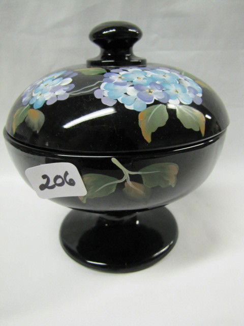 Fenton ebony HP covered candy: Fenton ebony HP covered candy