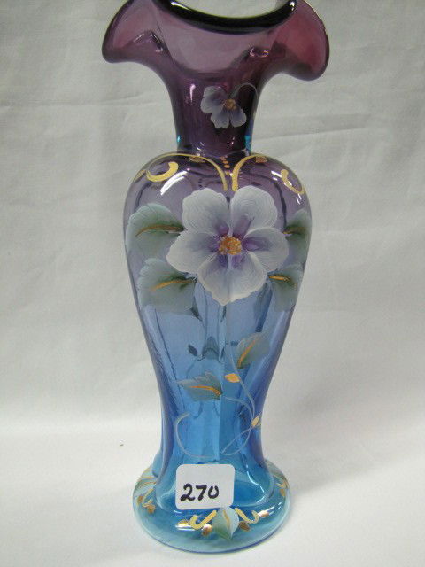Fenton 8" mulberry HP vase: Fenton 8" mulberry HP vase