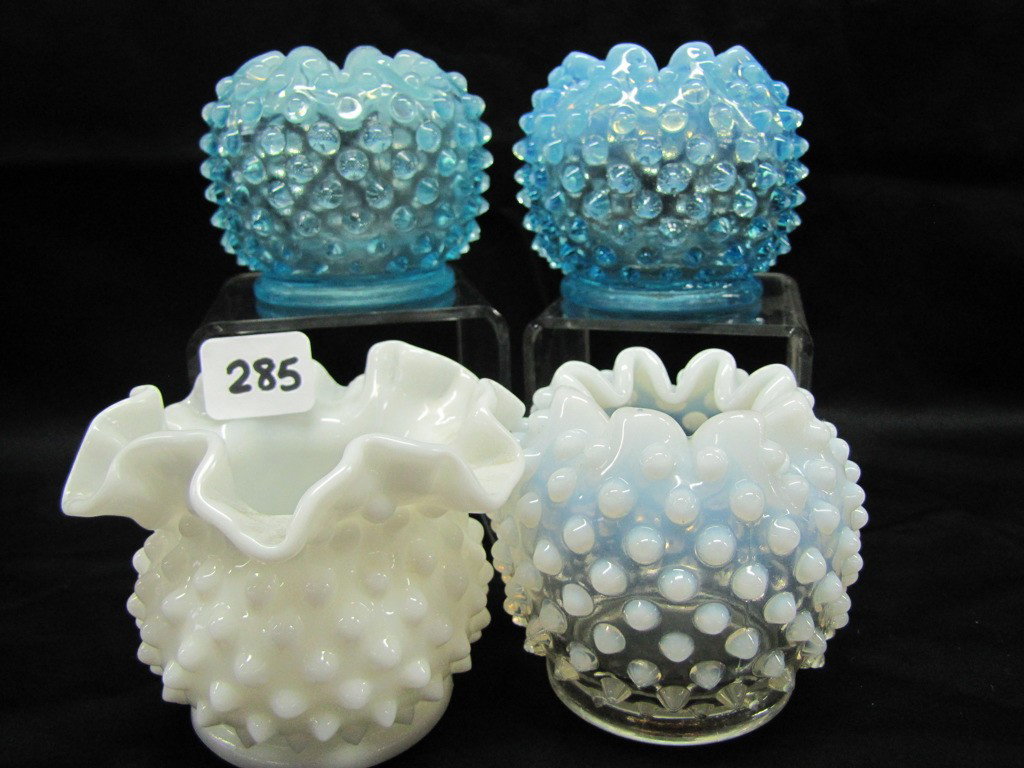 4 Fenton hobnail rosebowls: 4 Fenton hobnail rosebowls