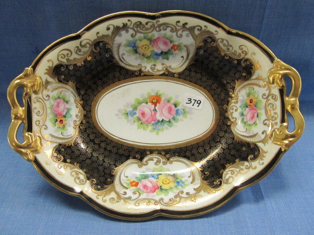 Nippon 9" oval floral bowl GWM: Nippon 9" oval floral bowl GWM