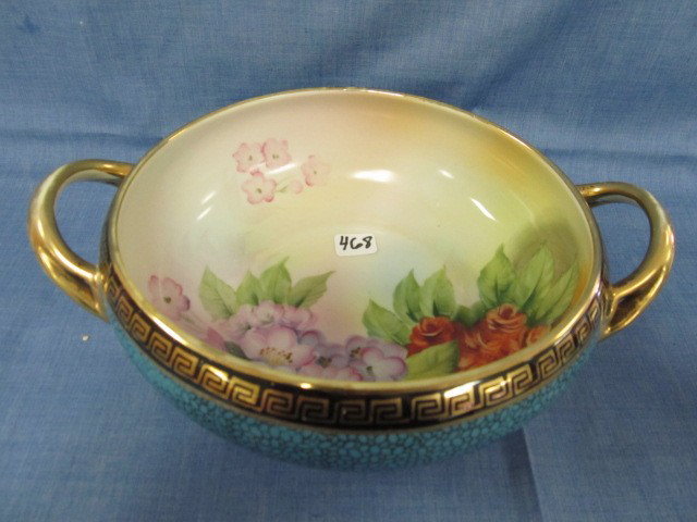 Nippon 10" handled floral bowl: Nippon 10" handled floral bowl