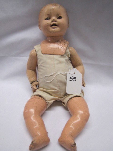 17" Effanbee, Comosition, 2 bottom teeth, brown tin: 17" Effanbee, Comosition, 2 bottom teeth, brown tin eyes