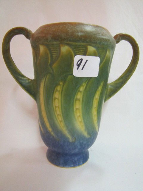 A Roseville 6" Falline 1933 - 2 handled Vase: A Roseville 6" Falline 1933 - 2 handled Vase