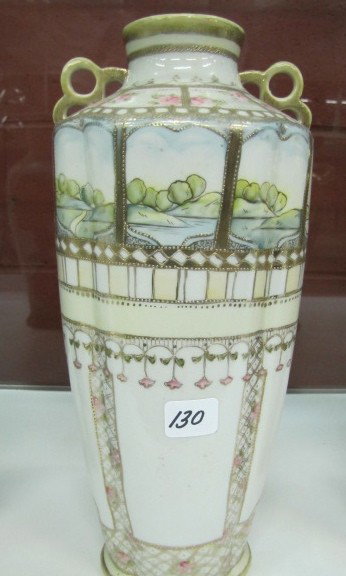 Imperial Nippon 12" floral and scenic vase: Imperial Nippon 12" floral and scenic vase