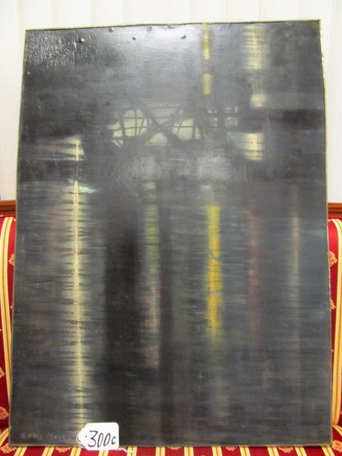 Signed Boris Margo Industrial Oil on Board. Prett: Signed Boris Margo Industrial Oil on Board. Pretty tough artist to find. Measures 22"x 30". His work is highly cllected.