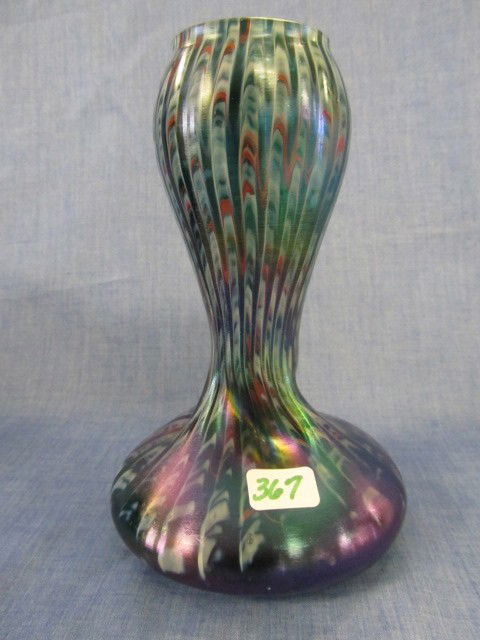Loetz 6" art glass twisted vase. Attributed to Ri: Loetz 6" art glass twisted vase. Attributed to Rindskopf