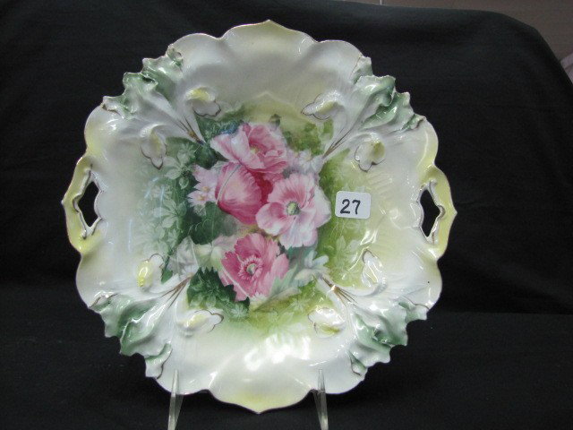RSP 10.5" Iris mold floral cake plate w/ poppy der: RSP 10.5" Iris mold floral cake plate w/ poppy der