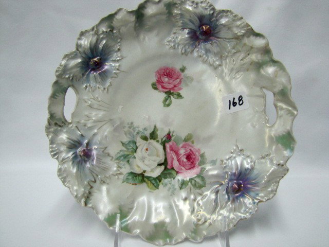 RSP 10.5" satin finish carnation mold cake plate w: RSP 10.5" satin finish carnation mold cake plate w/ roses decor