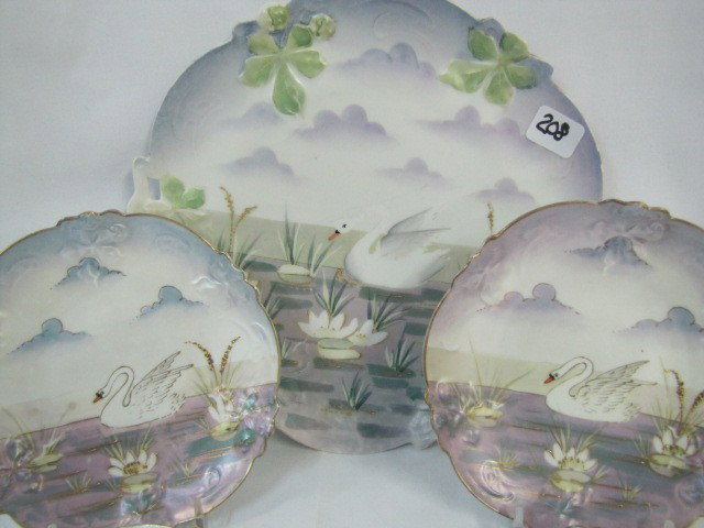NICE RSP Satin swans 5pc cake set, chestnut mold. : NICE RSP Satin swans 5pc cake set, chestnut mold. Scarce
