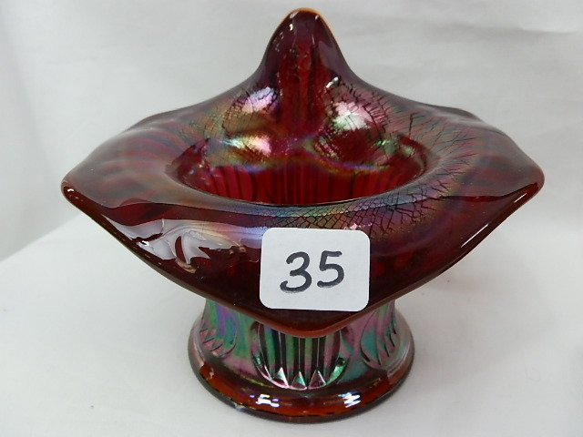 Fenton red Diamond Rib ICGA whimsey JIP from vase m: Fenton red Diamond Rib ICGA whimsey JIP from vase mold