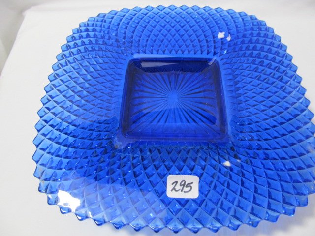 Westmoreland cobalt blue English Hobnail RARE cake: Westmoreland cobalt blue English Hobnail RARE cake stand with chrome base