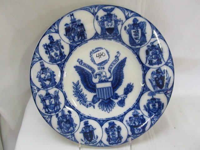 Fenton-FROM ENGLAND Flow Blue 13 Colonies RARE pla: Fenton-FROM ENGLAND Flow Blue 13 Colonies RARE plate