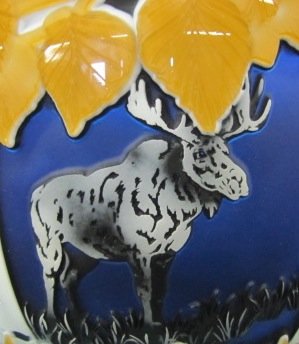 "From Lonely to Love" 5"x 9" Super Cameo bowl. 5-c: "From Lonely to Love" 5"x 9" Super Cameo bowl. 5-color, topaz/white/black/crystal/cobalt. cameo glass pilgrim