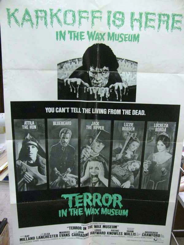 Movie Theatre Poster ~ 41" X 27" ~ 1973 ~ Terror I: Movie Theatre Poster ~ 41" X 27" ~ 1973 ~ Terror In The Wax Museum ~ Ray Milland / Elsa Lanchester / John Carradine / Broderick Crawford